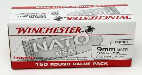 9mm Luger 150 Rounds Ammunition Winchester 124 Grain Full Metal Jacket
